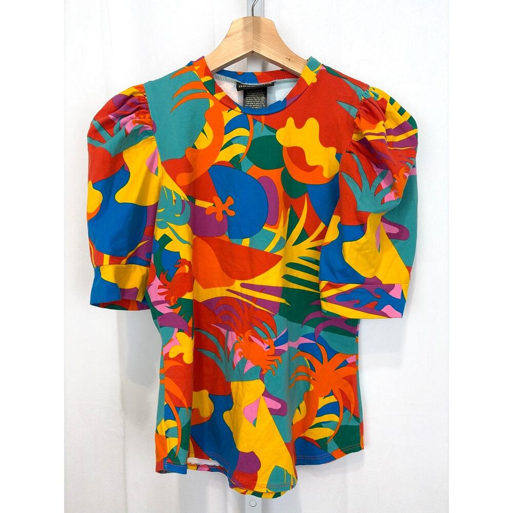 NOOWORKS Printed Puff Top Tropico Crab Short Sleeve Crew Tee Multicolor Size S
